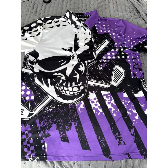 Tattoo Golf Men’s 2XL Purple Skull Blade Collection Polo - Picture 8 of 8